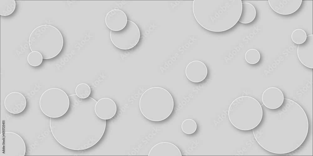 Poster abstract white geometric overlapping circle background with shadow. vector circles template vector d