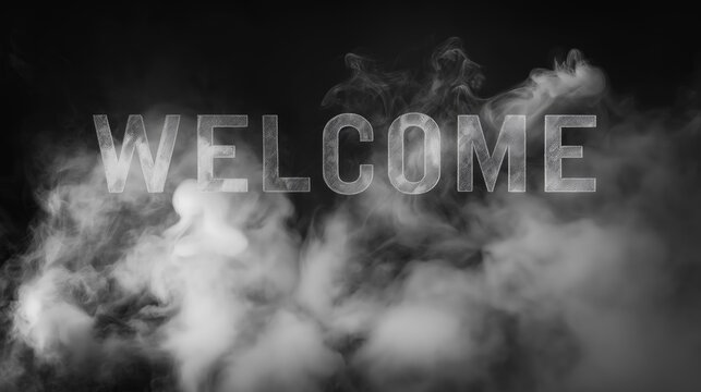 welcome word made of smoke on black background
