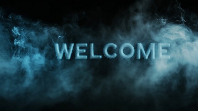 welcome word made of smoke on black background