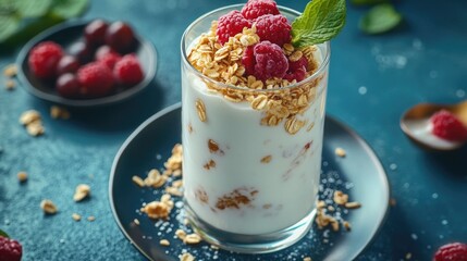 Yogurt with Raspberries and Granola