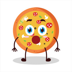 cute shocked expression of pizza character