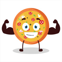 cute masculine healthy athlete expression of pizza character