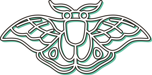 カラーシャドウのミニ昆虫の単品アイコン　蛾