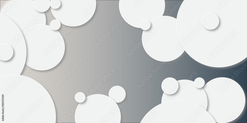 Poster abstract white geometric overlapping circle background with shadow. vector circles template vector d