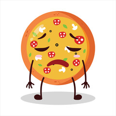 cute tired expression of pizza character