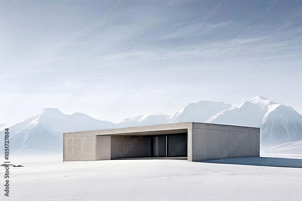 Poster minimalist concrete structure a minimalist building constructed