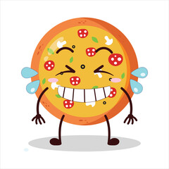 cute pleased expression of pizza character