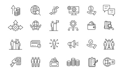 Business and Finance.  Money and finance line icons collection. Set of line icons. Vector illustration