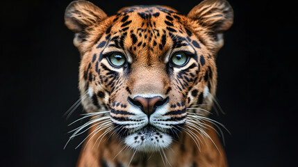 Obraz premium Front Portrait of Jaguar Face Shot.