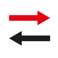 Arrow icon stock. Flat red and black arrow icon