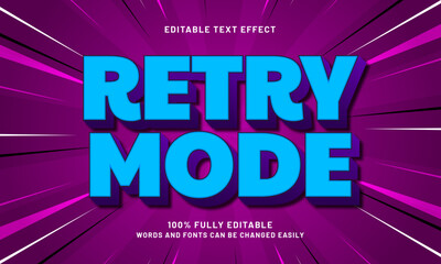 retry mode editable text effects with a good and game theme