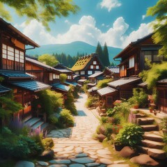 Obraz premium Magome Town Summer Scenery