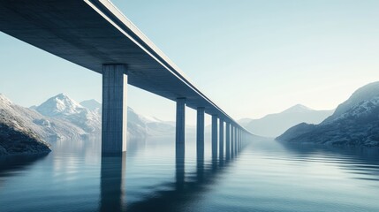 Obraz premium Bridge Over Water with Mountains in the Background