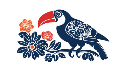 Obraz premium Toucan Silhouette with Flowers