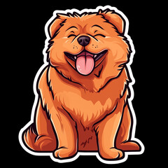 Obraz premium Chow Chow Dog Sitting With Tongue Out 2D Cartoon Illustration