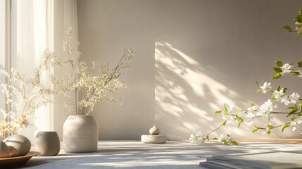 Sunlit Modern Interior with White D�cor