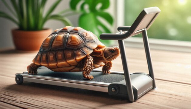turtle on mini treadmill machine