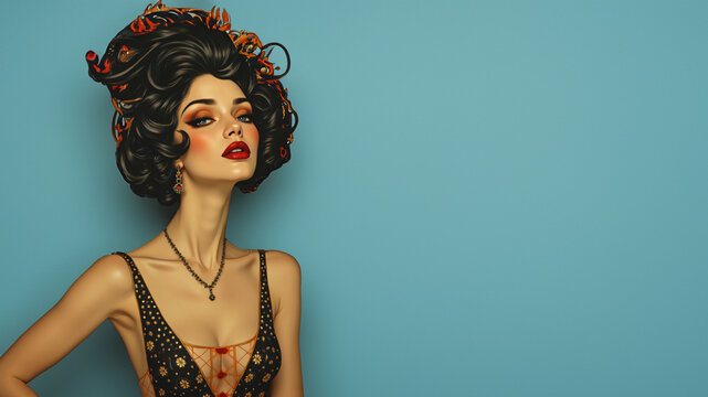 portrait of a beautiful elegant art deco lady