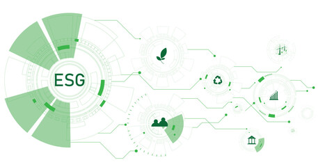 Environmental Social Governance investment concept.
ESG,Sustainable business on network connection vector illustration on green background. 