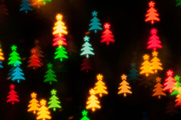 Christmas festive background. Blurred Christmas background, festive multicolor bokeh background