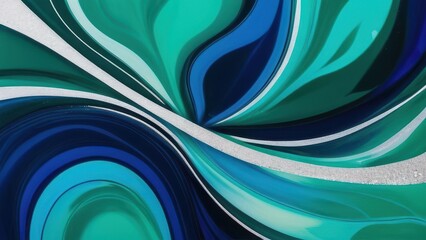 Fototapeta premium Vibrant abstract artwork featuring fluid shapes in teal and white, perfect for modern decor and artistic projects
