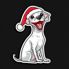 Obraz premium Whippet Dog Wearing A Santa Hat With A Red Open Mouth - Festive Christmas Pet Portrait