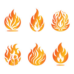 Shilhoutte fire symbol vector set on white background