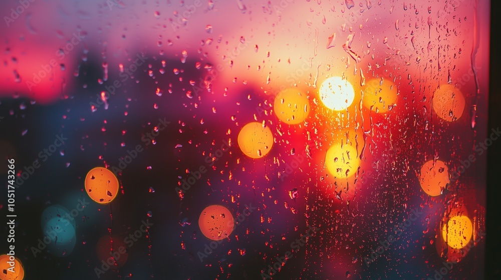 Poster abstract raindrop patterns on a colorful window