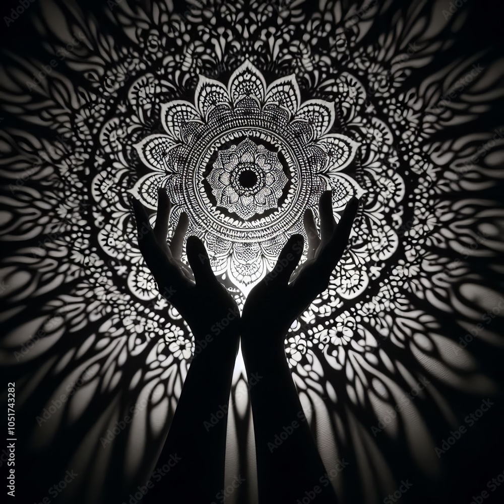 Poster shadow play manipulating light and shadow to create intricate pa