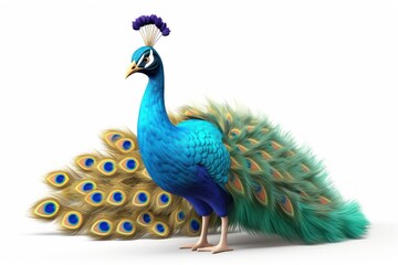 Obraz premium Peacock animal bird white background.