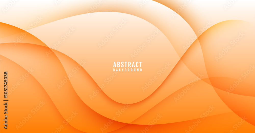 Poster 3d orange abstract background overlap layer on bright space with flowing waves effect decoration. mo