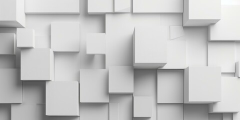 Abstract Geometric White Cube Background - Minimalist Design