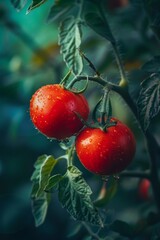 Obraz premium tomatoes are growing in the garden, Generative AI,