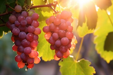 Wet grapes on the trees outdoors vineyard nature.