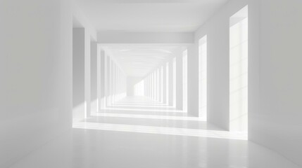 Fototapeta premium Minimalist White Hallway with Light and Shadow