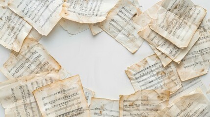 Obraz premium Vintage Sheet Music Background: Musical Notes on Old Paper