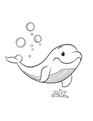 Cute cartoon-style simple line drawing, coloring page for kids, very low detail, thick lines, no shading, white background
