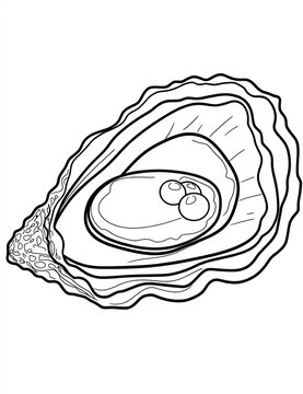 oyster shell with pearls outline clip art preview
