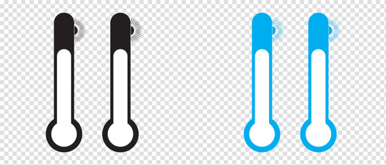 Temperature icon set. High and low, Hot, cold thermometer icon vector, vector illustration.