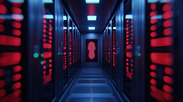 Visual of employee's fingerprint accessing sensitive network areas, insider threat, data breach network - Powered by Adobe