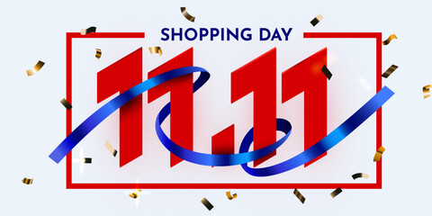 11.11 Shopping day sale. Global shopping world day. 11.11 Crazy sales online.