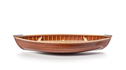 Fototapeta premium Beautiful Small wooden empty rowing boat isolated on pure white background