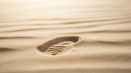 A single footprint in the sand, creating a shallow indent in the desert.