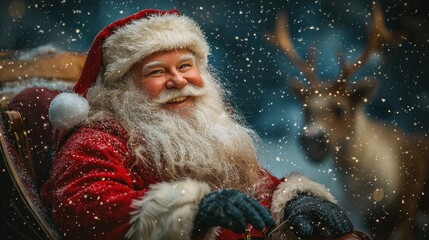 Cheerful Santa Claus Ready for a Sleigh Adventure