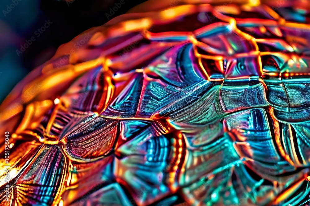Poster turtle shell patterns a close up holography illustration focusin