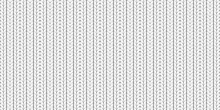 Seamless pattern of wool knitting, white sweater texture. Abstract background of knitwear cloth fabric, material of woven wool or cotton yarn for cozy warm winter sweater or plaid, vector illustration