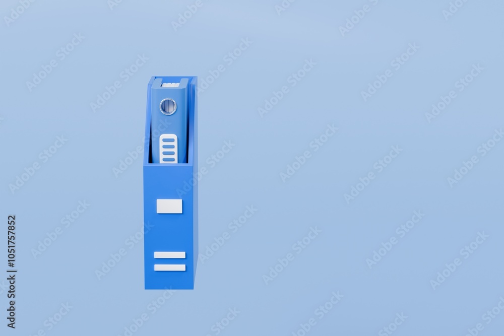 Poster 3d file folder with storing box and paper icon. minimal binder file folder document icon. office equ