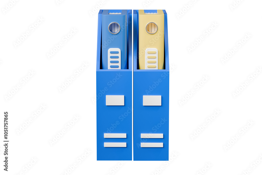 Poster 3d file folder with storing box and paper icon. minimal binder file folder document icon. office equ