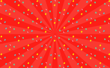 赤のサンバーストと紙吹雪のキャンペーン背景