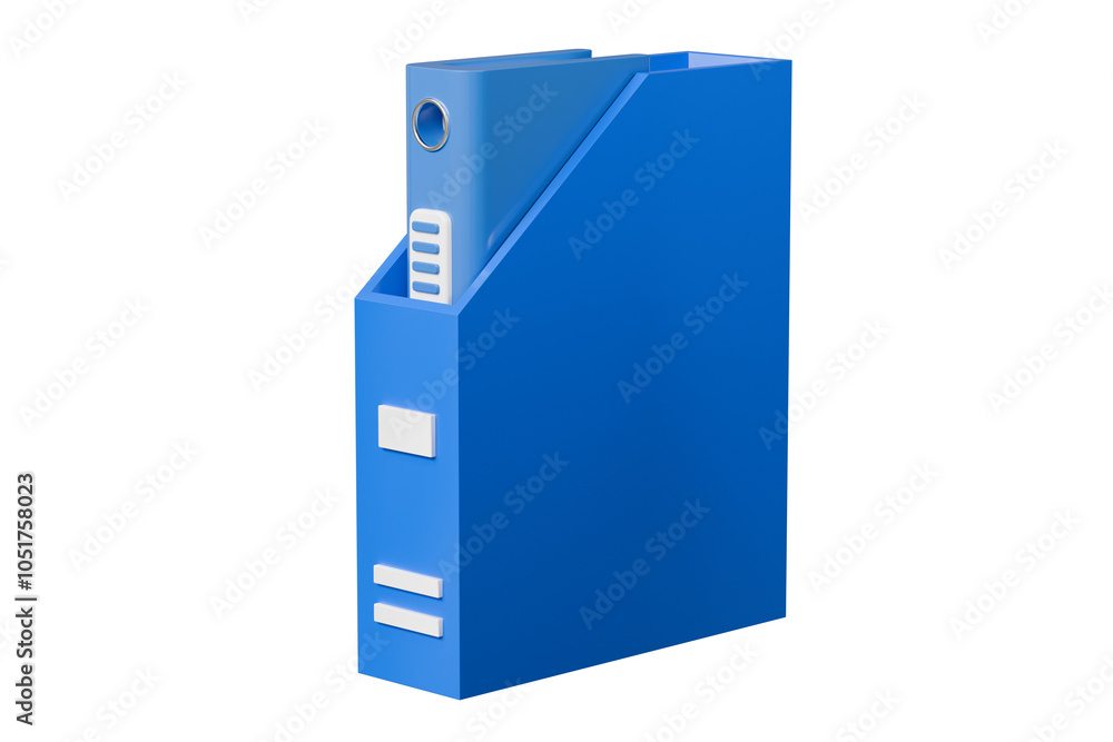 Poster 3d file folder with storing box and paper icon. minimal binder file folder document icon. office equ